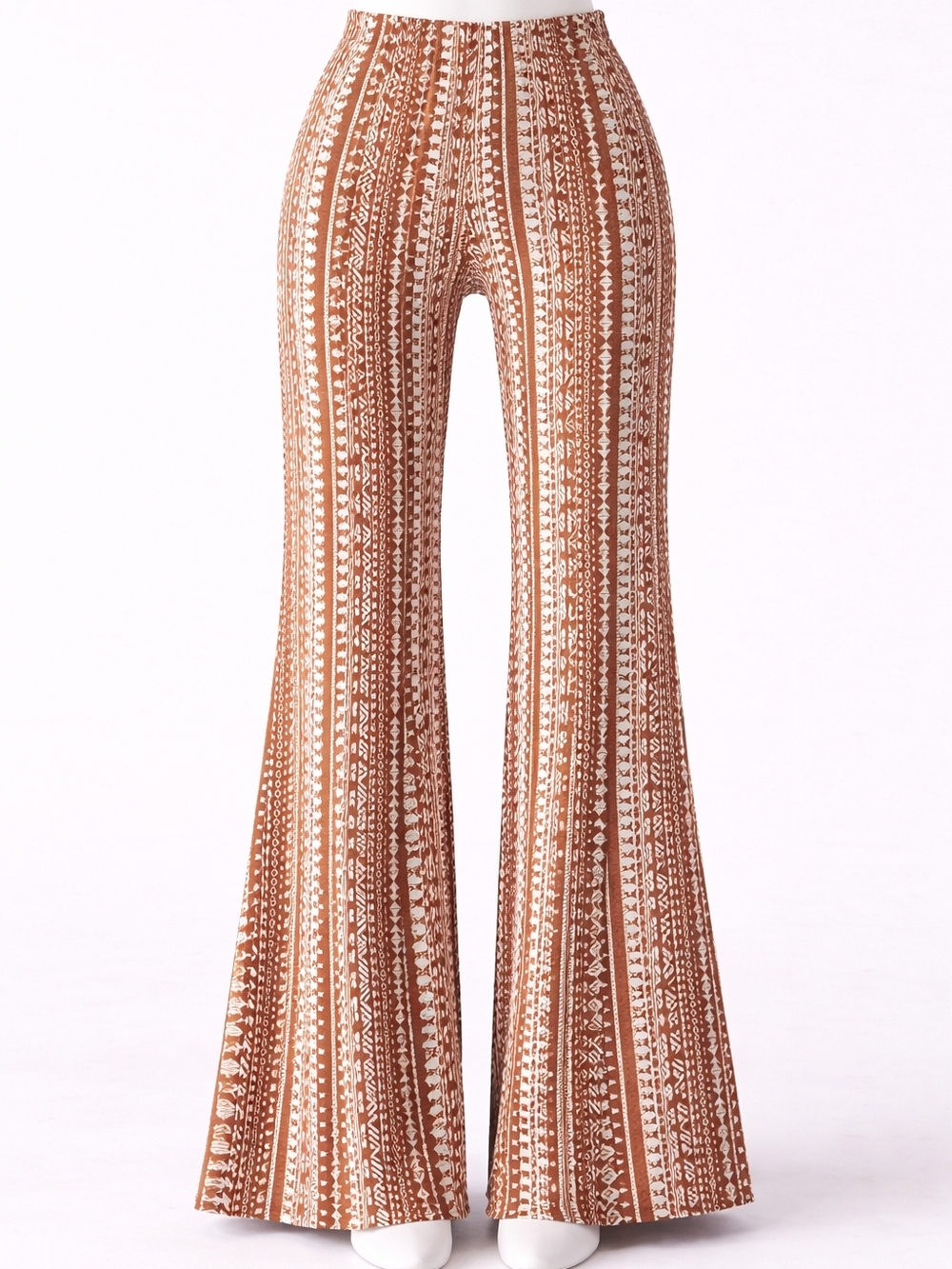 Active USA Brown and White Printed Flare Pants
